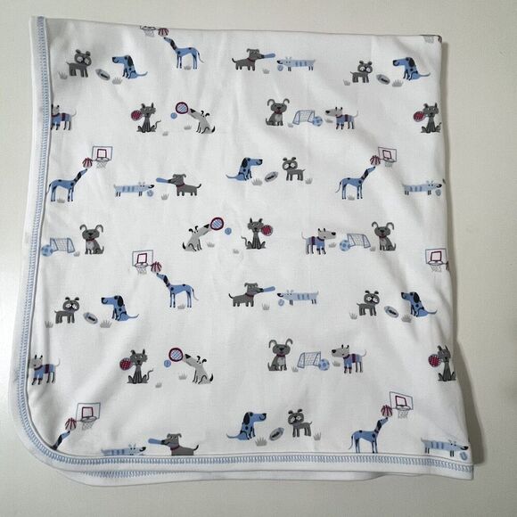 Kissy Kissy Dogs Playing Sports Pima Cotton Baby Receiving Blanket Lovey Blankie - Picture 9 of 15